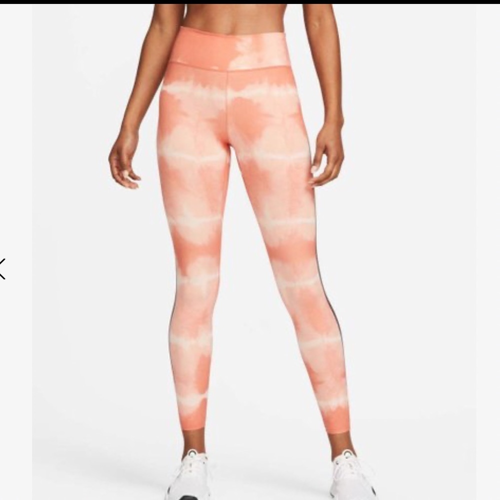 Nike One Luxe Dri-Fit Mid-Rise Orange Tie Dye Training Leggings. Size XS…